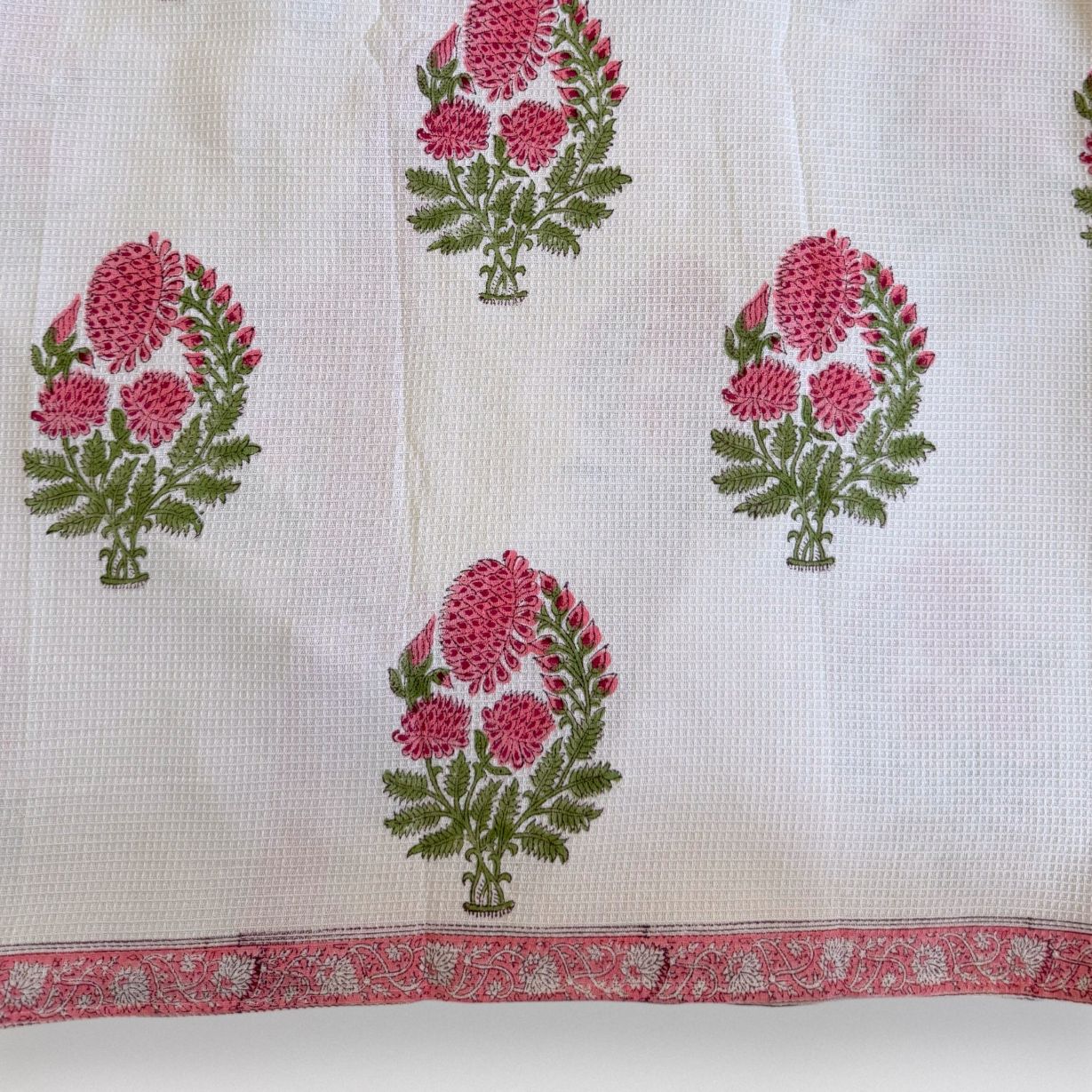 Hand Printed Bathrobe | Peach Floral