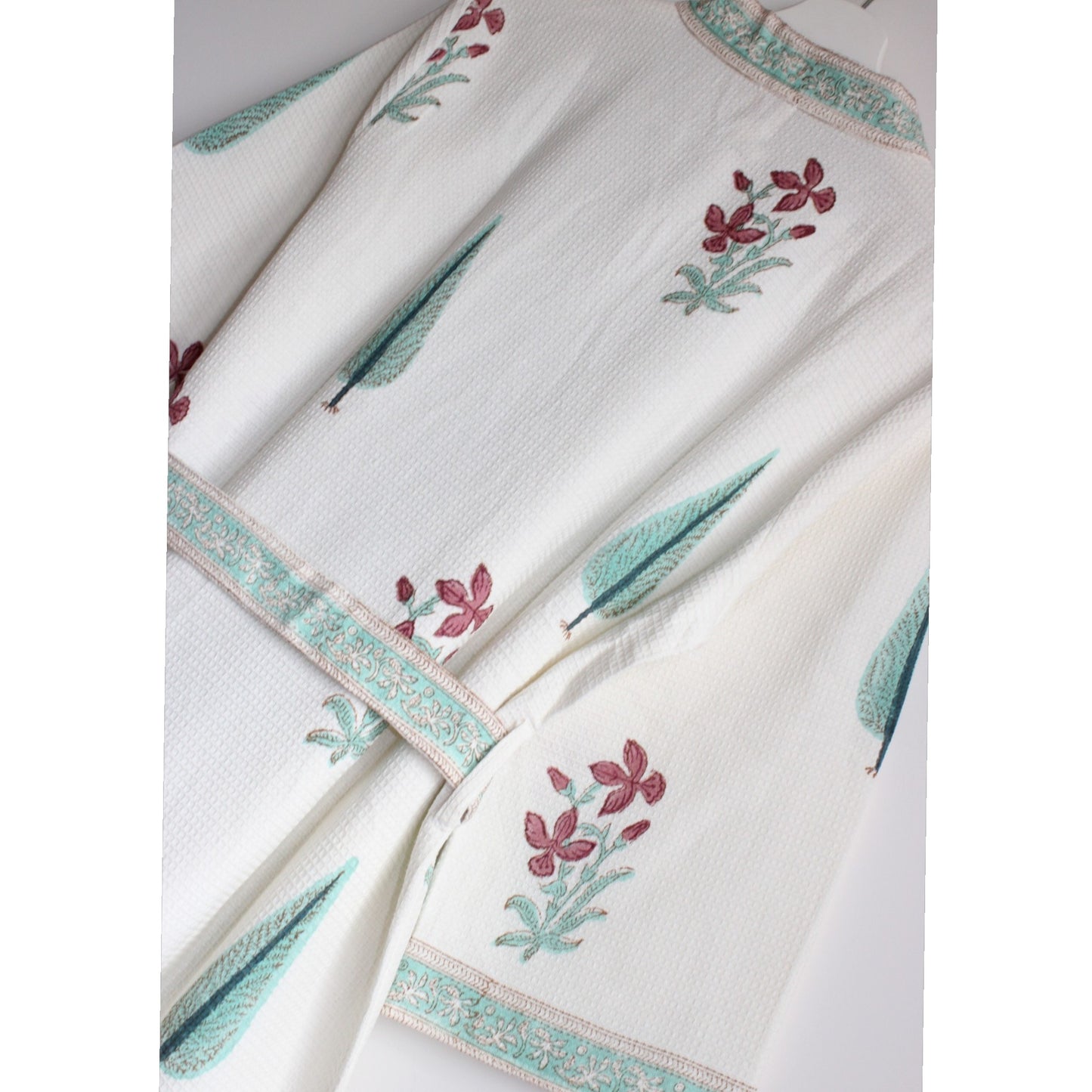 Hand Printed Bathrobe | Garden Turq