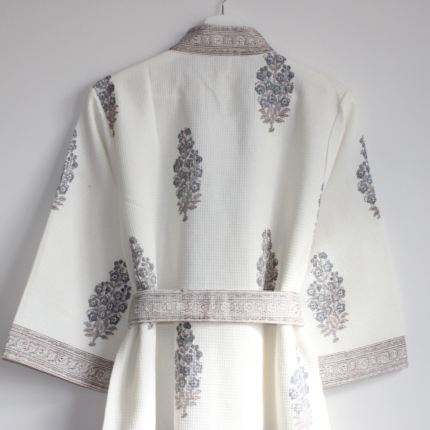 Hand Printed Bathrobe | Grey Block