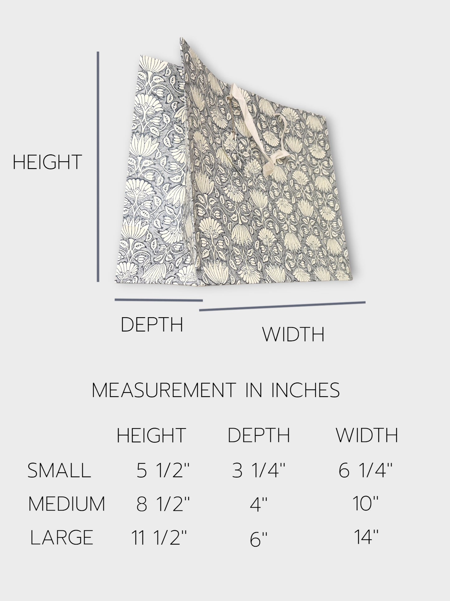 Handmade Block Printed Paper Bag | Blue Floral