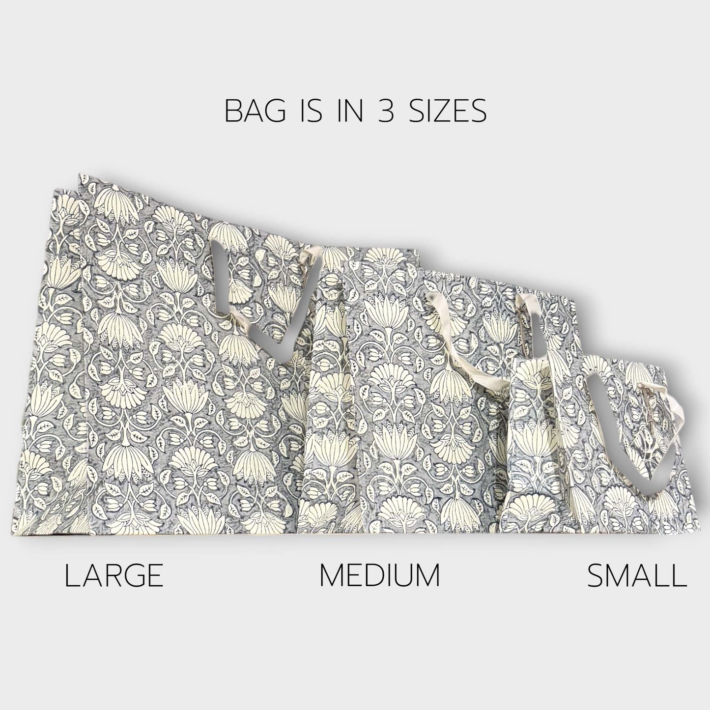 Handmade Block Printed Paper Bag | Blue Floral