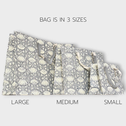 Handmade Block Printed Paper Bag | Blue Floral
