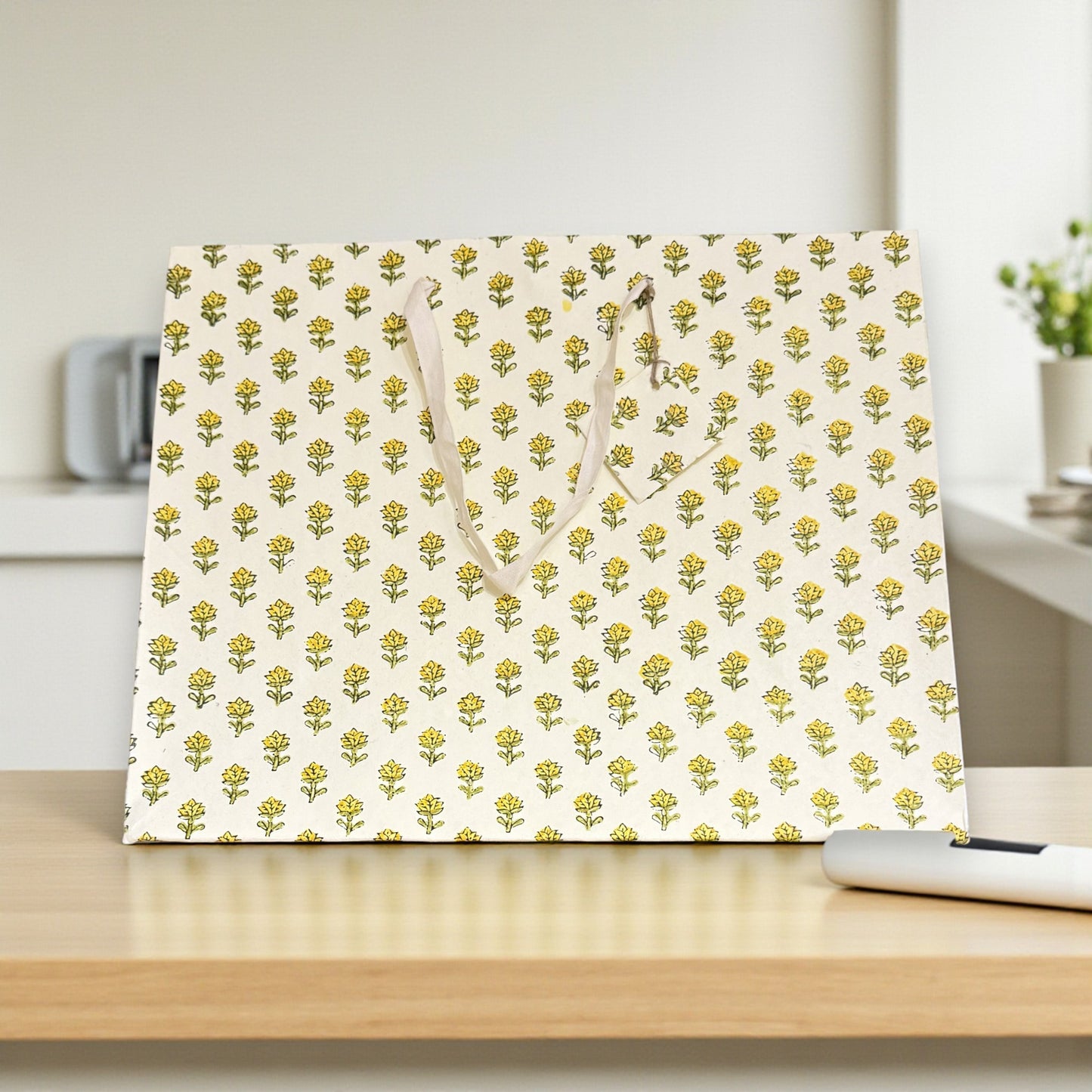 Handmade Block Printed Paper Bag | Floral Mini