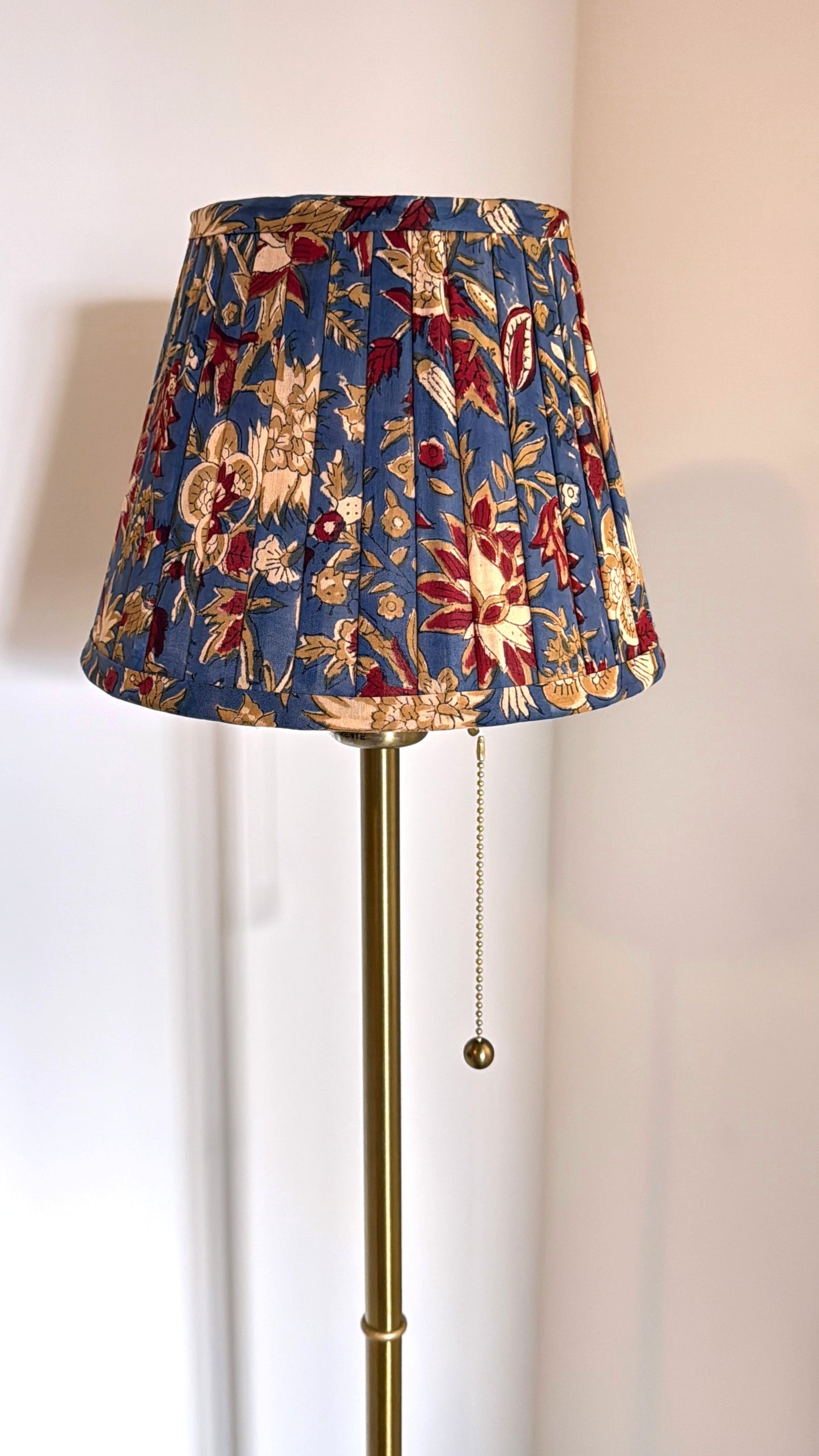 Pleated Lampshade | Navy Mughal Floral