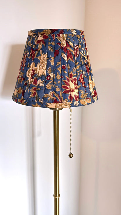 Pleated Lampshade | Navy Mughal Floral