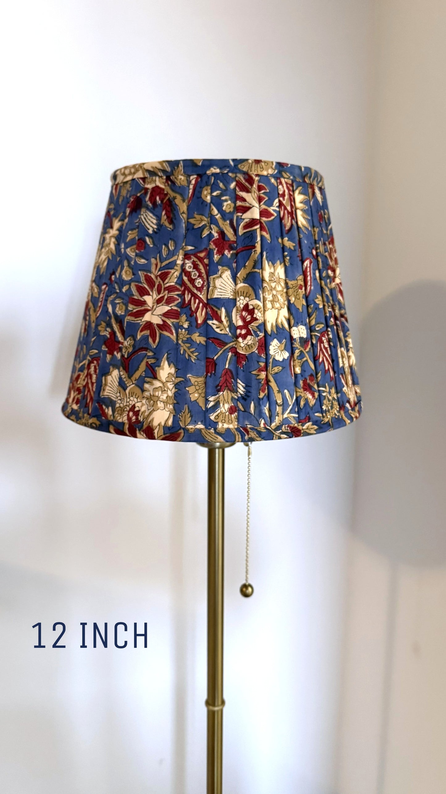 Pleated Lampshade | Navy Mughal Floral