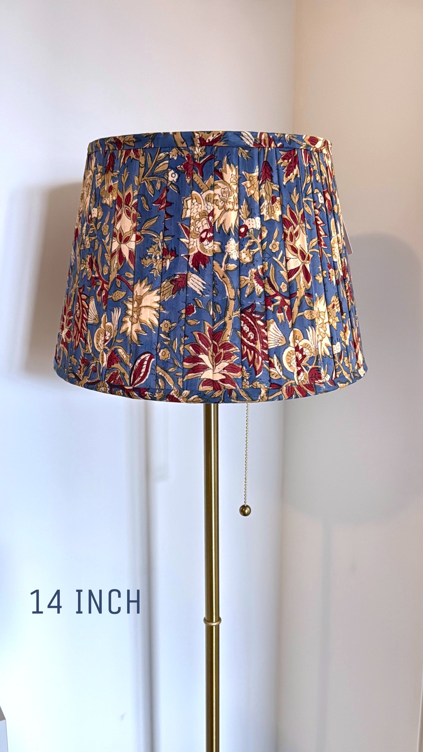 Pleated Lampshade | Navy Mughal Floral