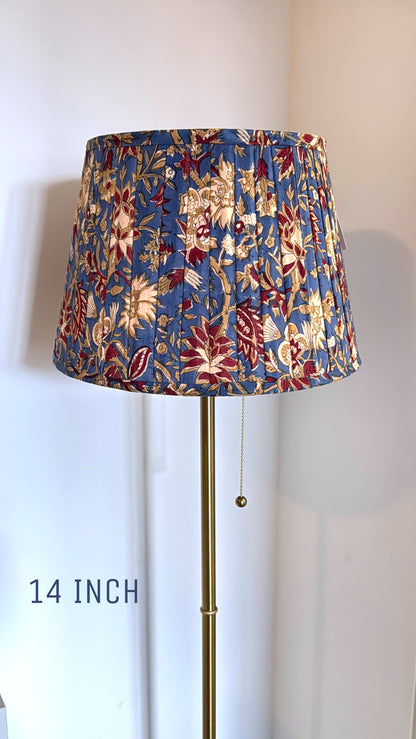 Pleated Lampshade | Navy Mughal Floral