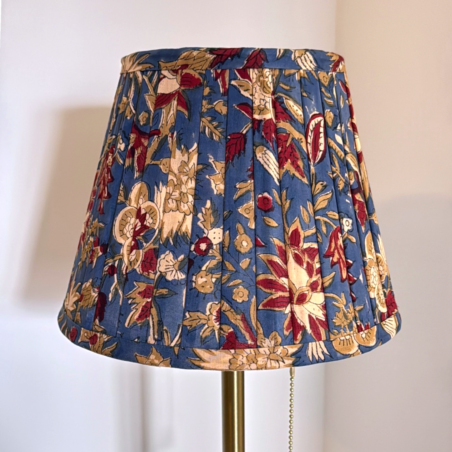 Pleated Lampshade | Navy Mughal Floral