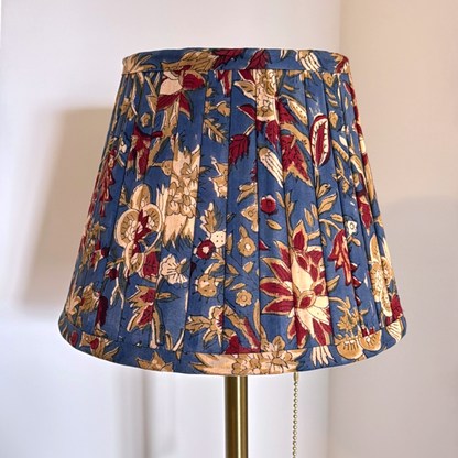 Pleated Lampshade | Navy Mughal Floral