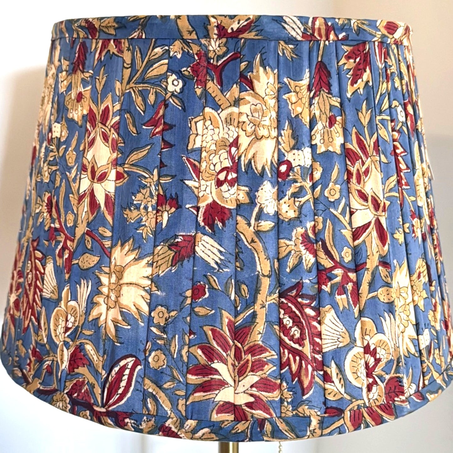 Pleated Lampshade | Navy Mughal Floral