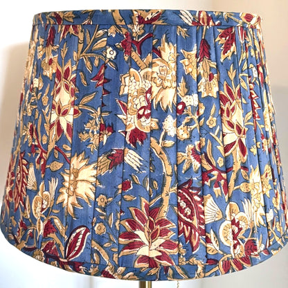 Pleated Lampshade | Navy Mughal Floral