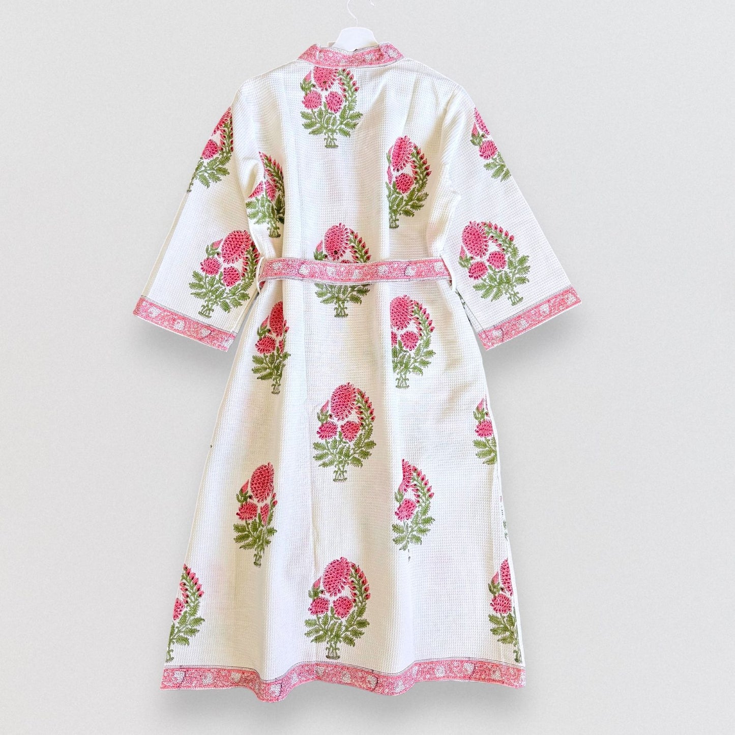 Hand Printed Bathrobe | Peach Floral