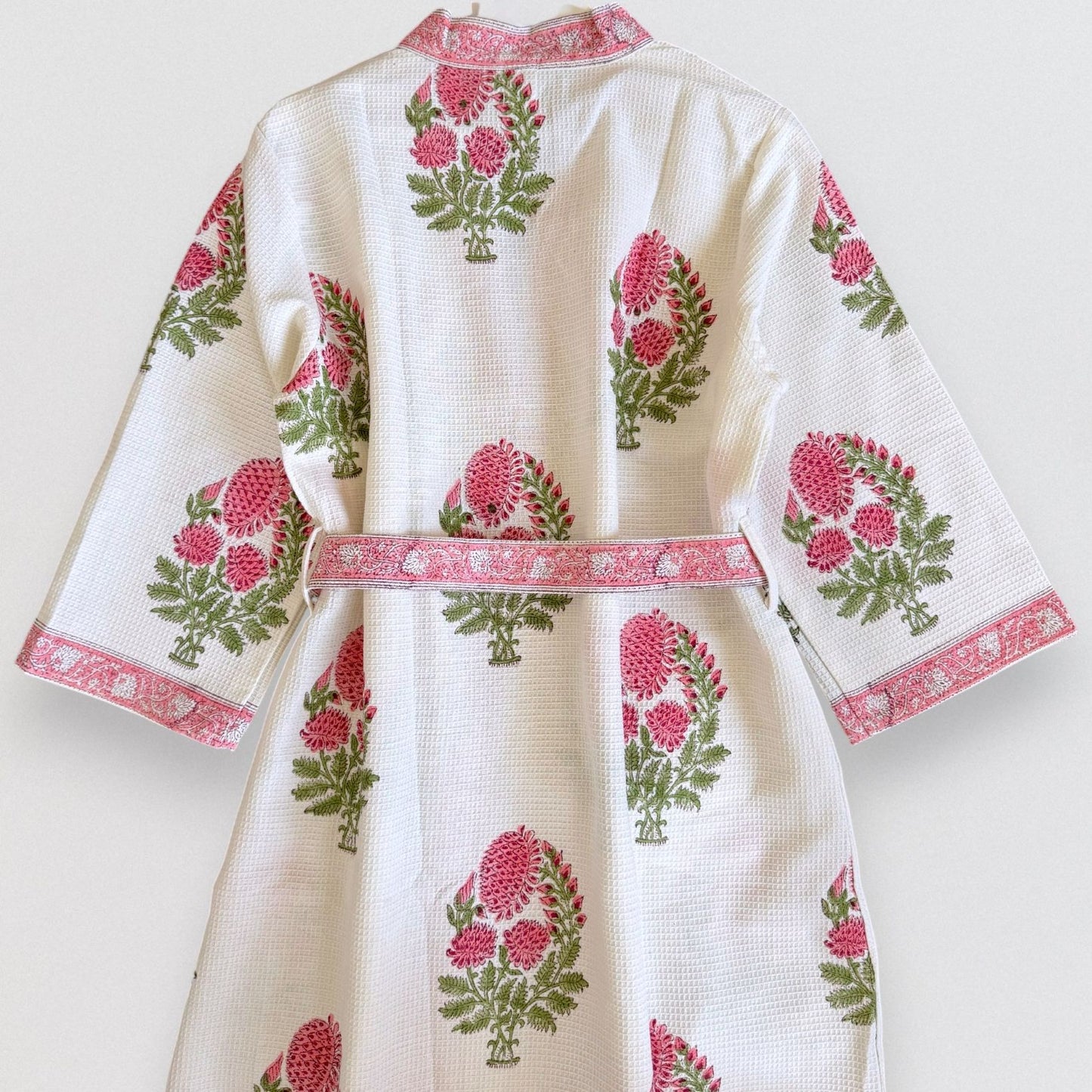 Hand Printed Bathrobe | Peach Floral