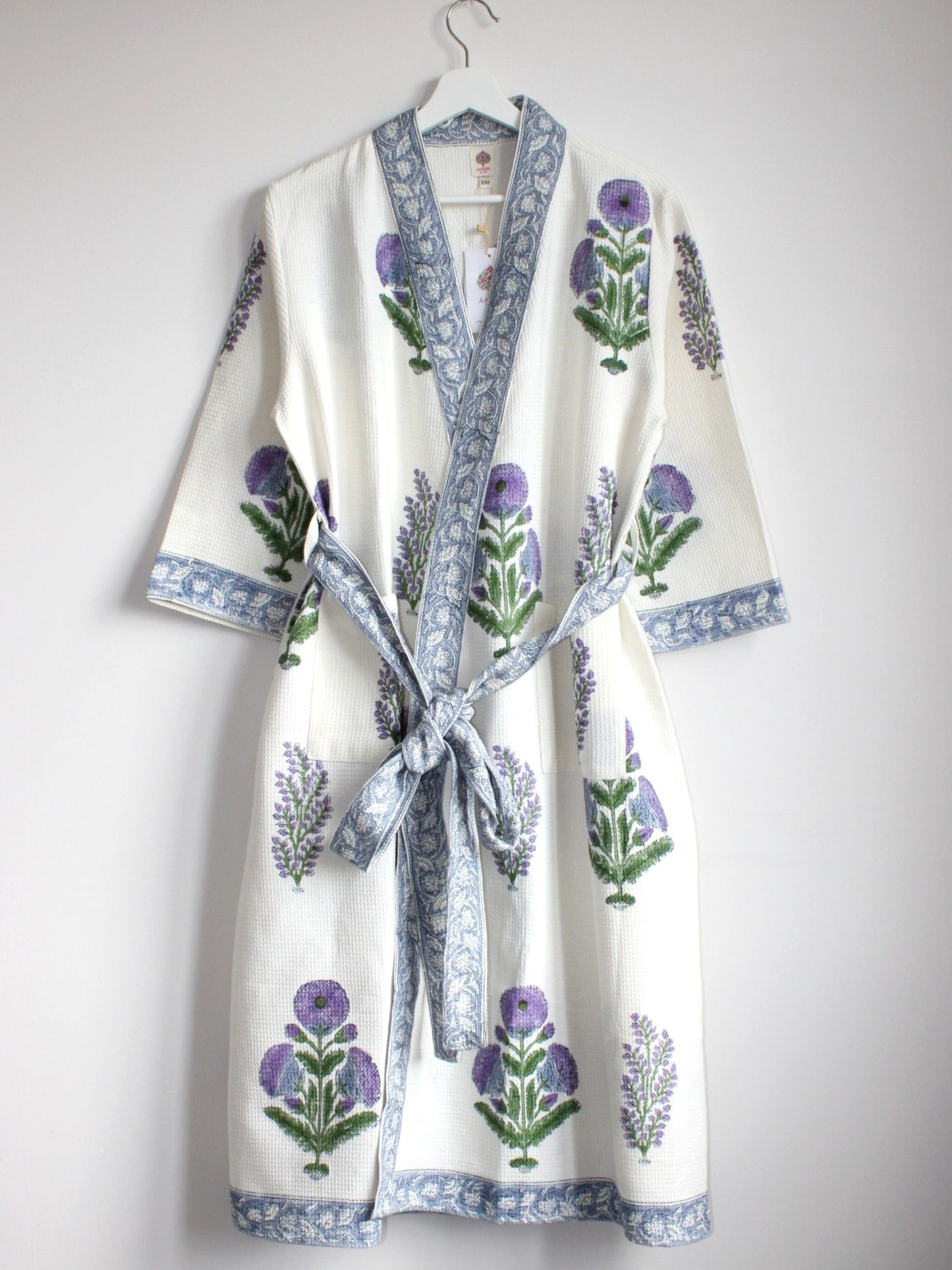 Hand Printed Bathrobe | Voilet Marigold