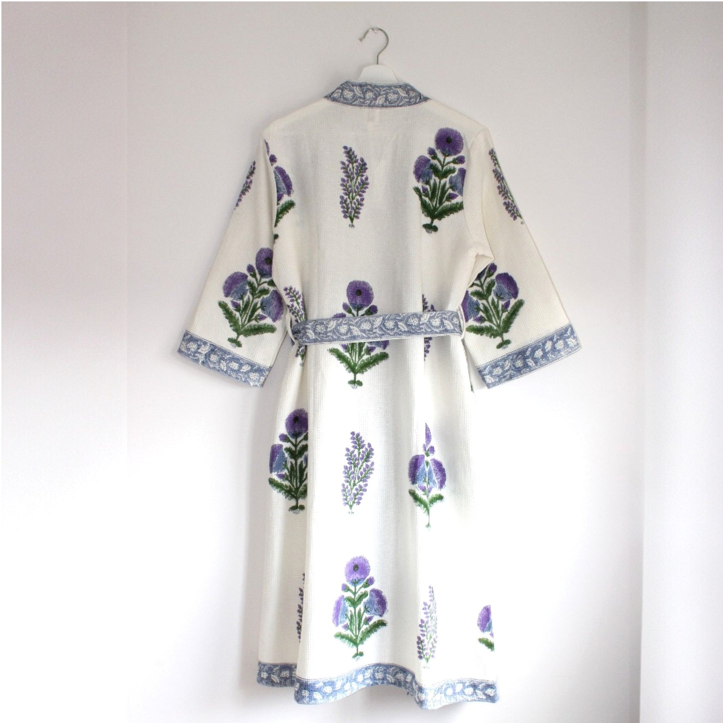 Hand Printed Bathrobe | Voilet Marigold