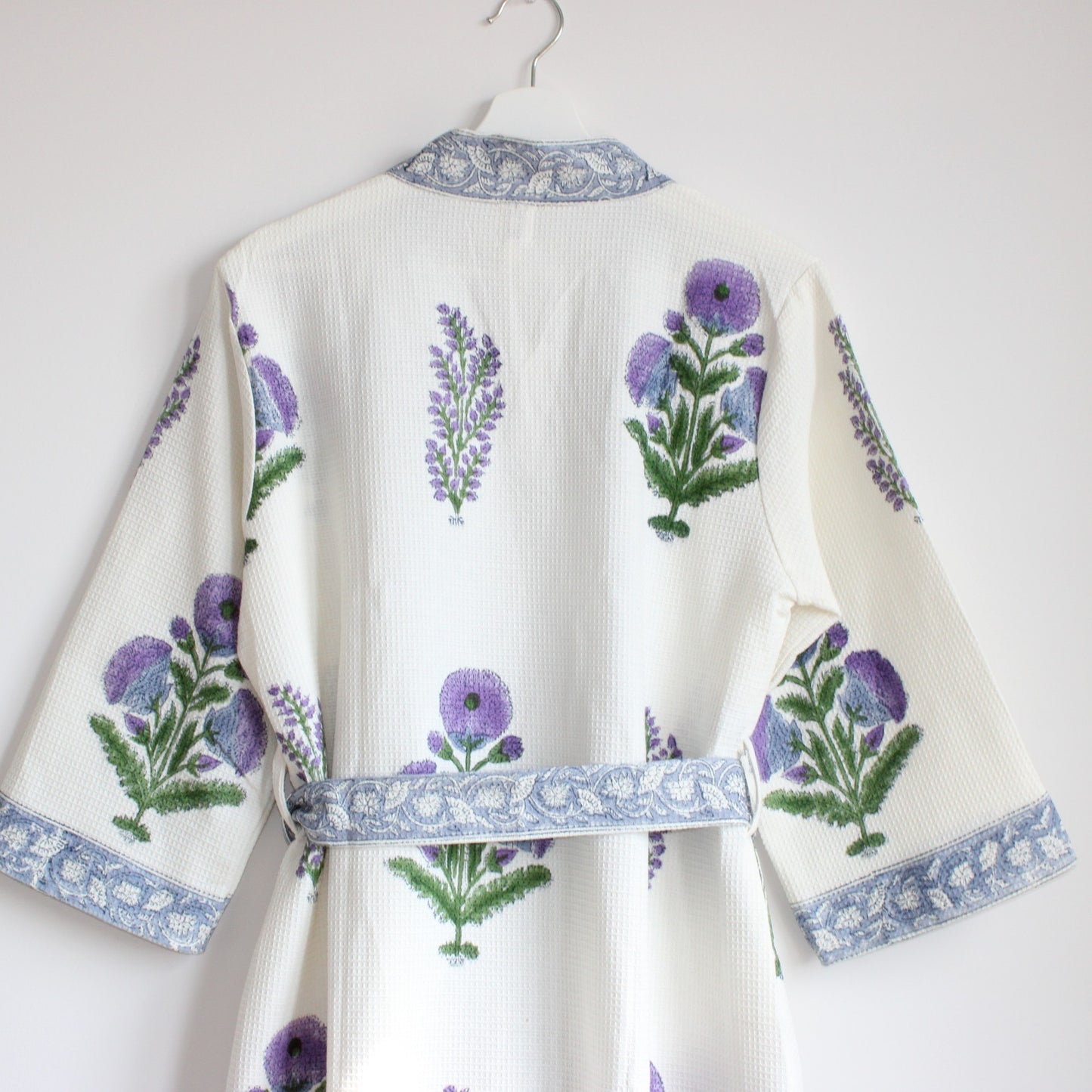 Hand Printed Bathrobe | Voilet Marigold