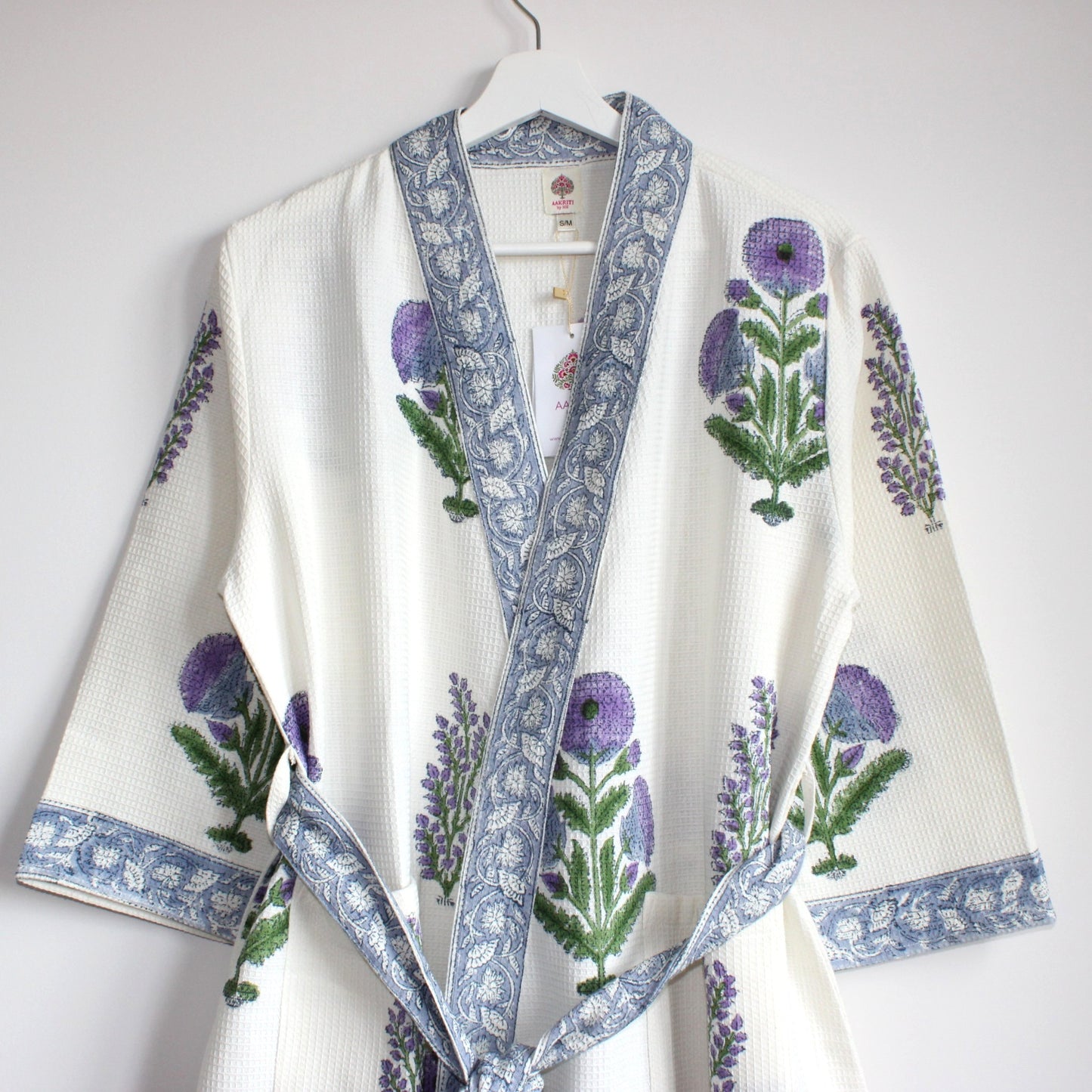 Hand Printed Bathrobe | Voilet Marigold