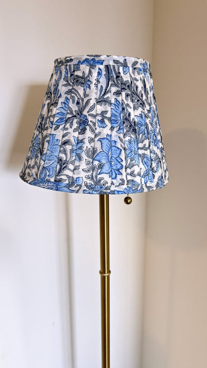 Pleated Lampshade | White Blue Floral