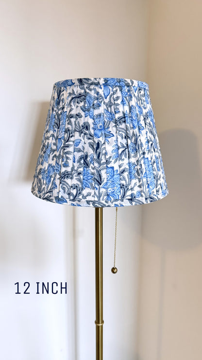 Pleated Lampshade | White Blue Floral