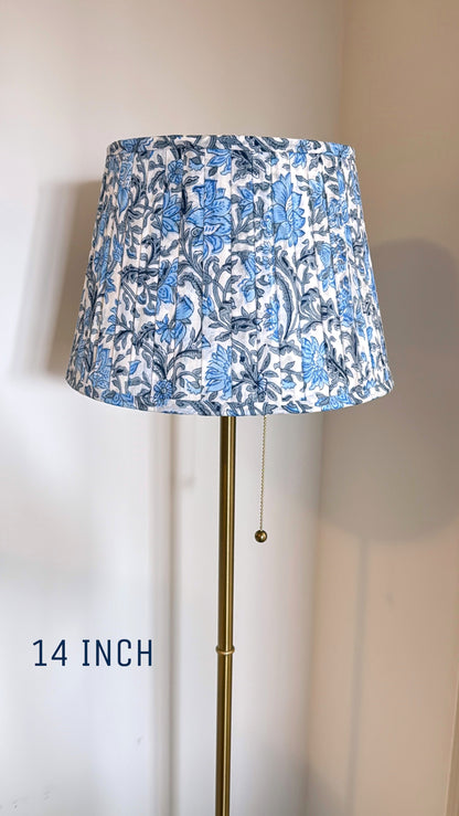 Pleated Lampshade | White Blue Floral