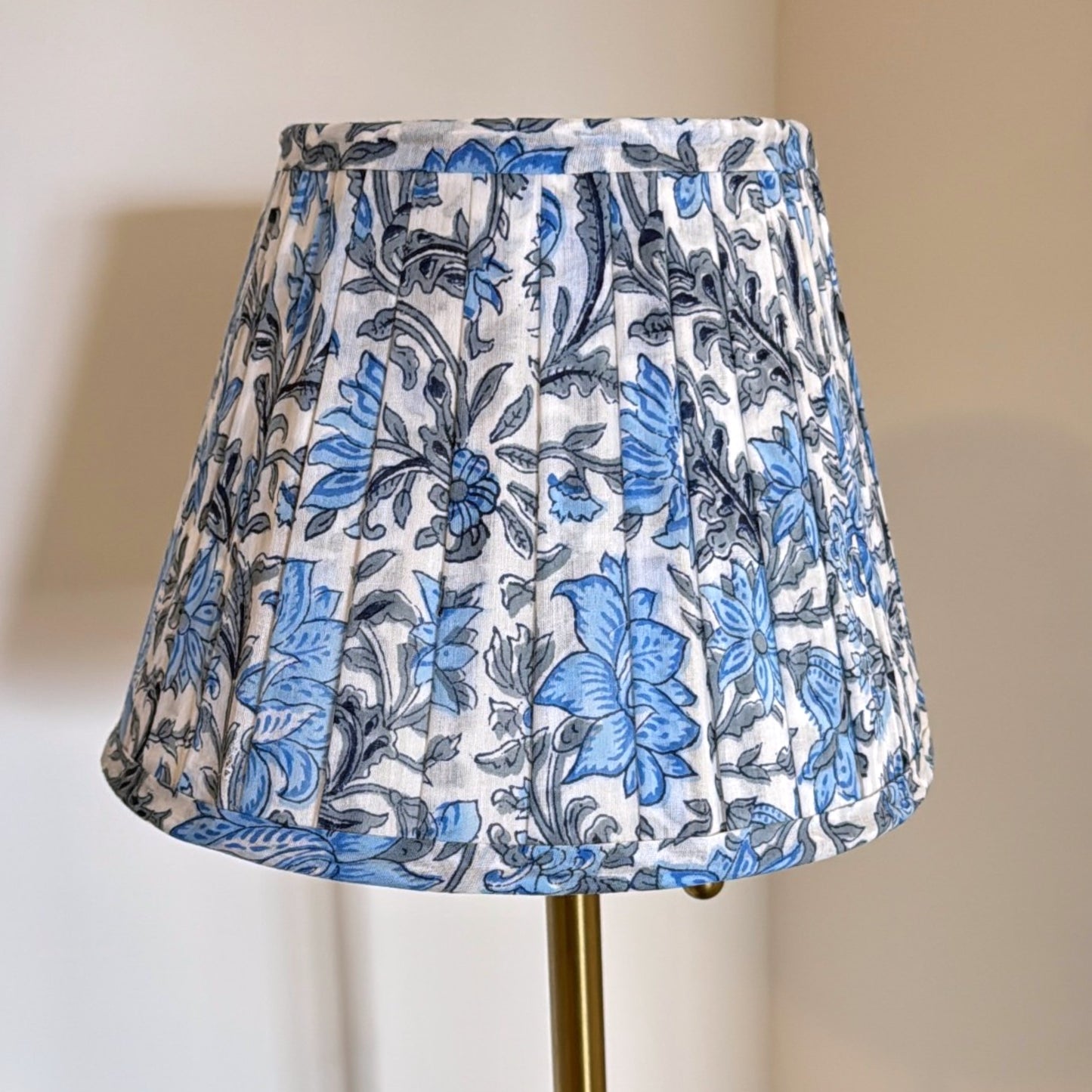 Pleated Lampshade | White Blue Floral