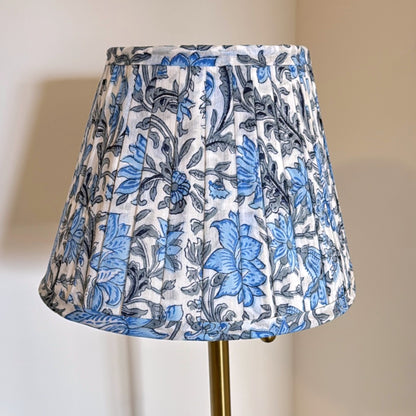 Pleated Lampshade | White Blue Floral