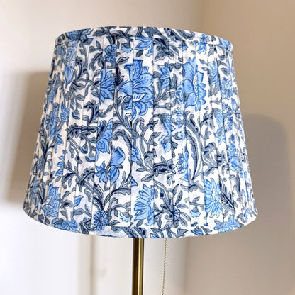 Pleated Lampshade | White Blue Floral