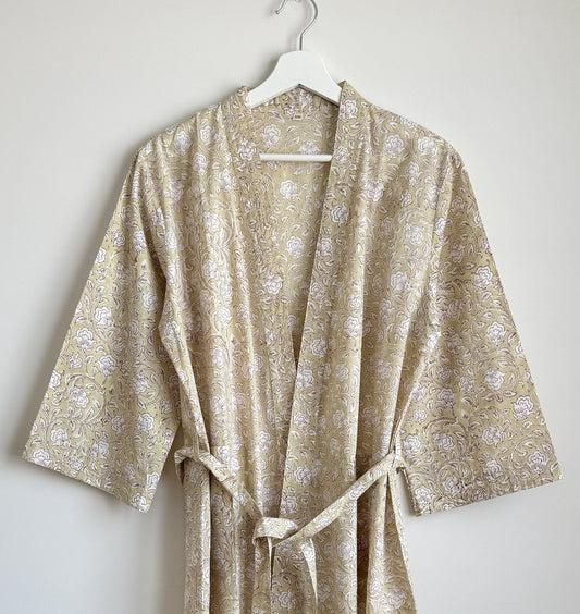 House Coat | Beige Floral