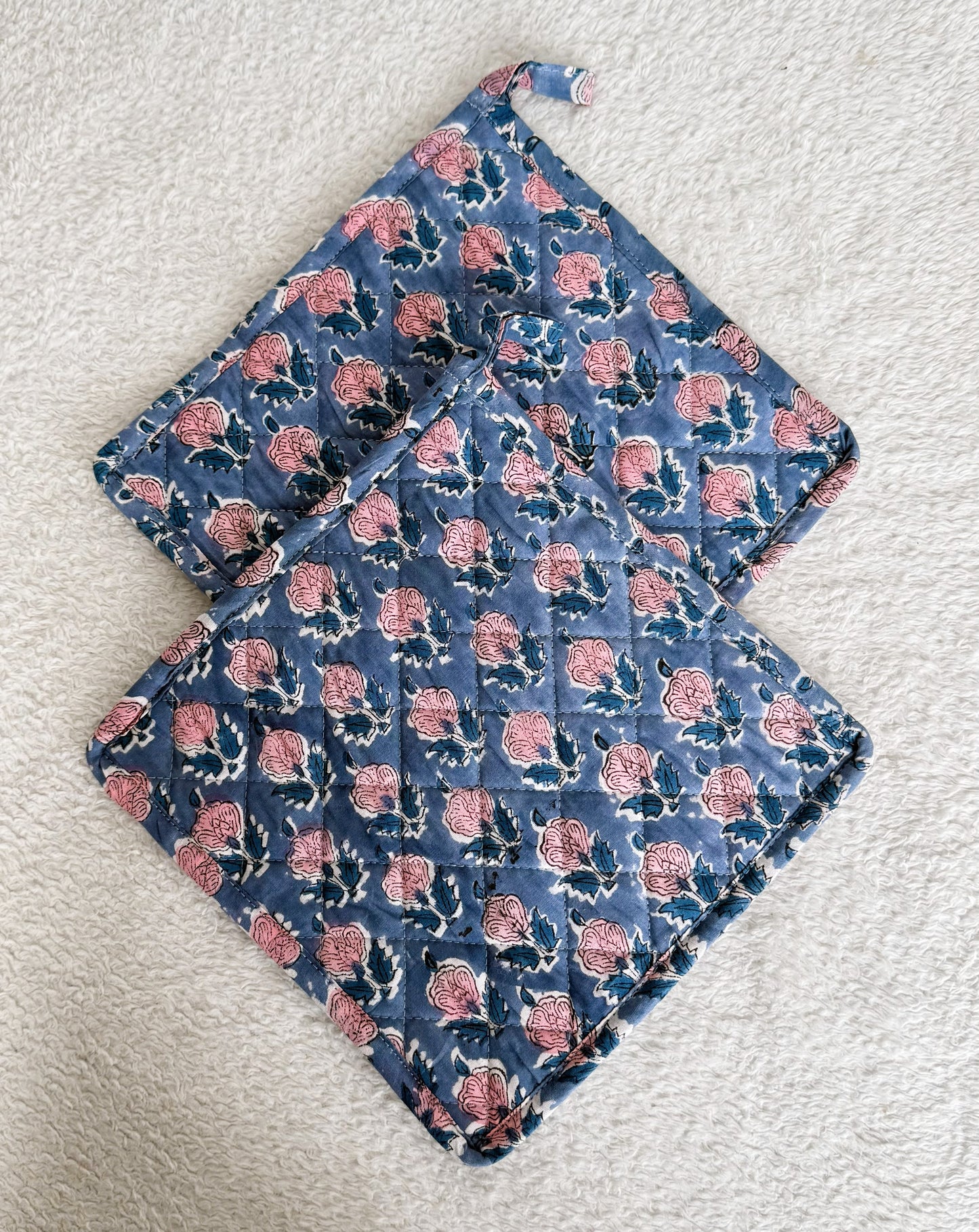 Pot Coasters | Blue Floral