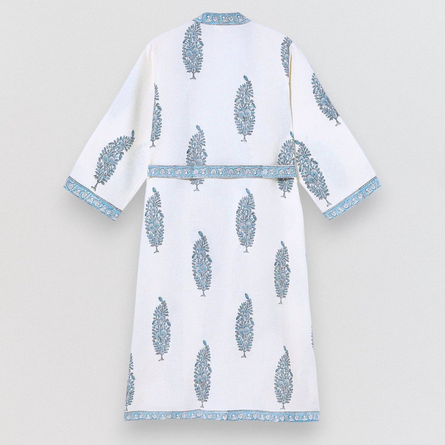 Hand Printed Bathrobe | Blue Paisley