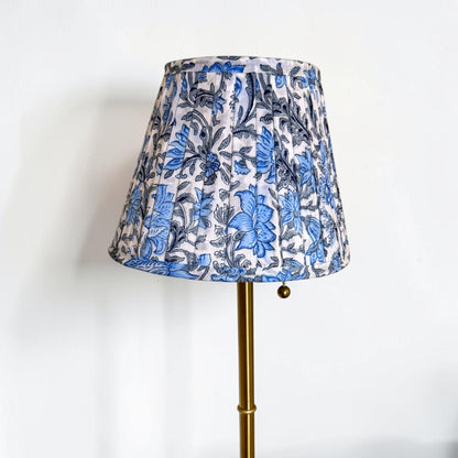 Pleated Lampshade | White Blue Floral
