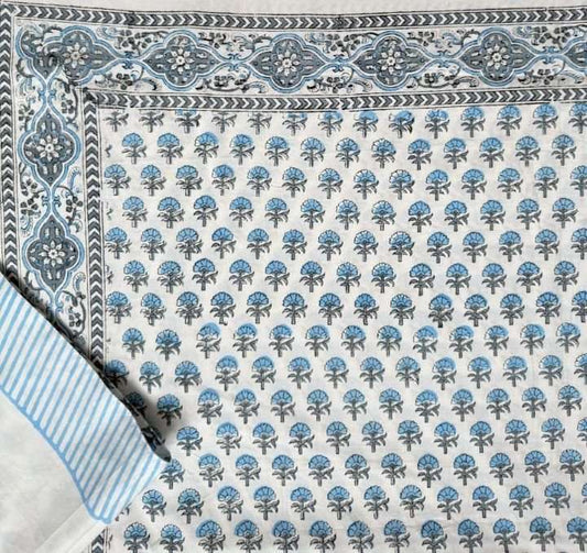 Flat Bed Sheet Set | King | Blue Paisley