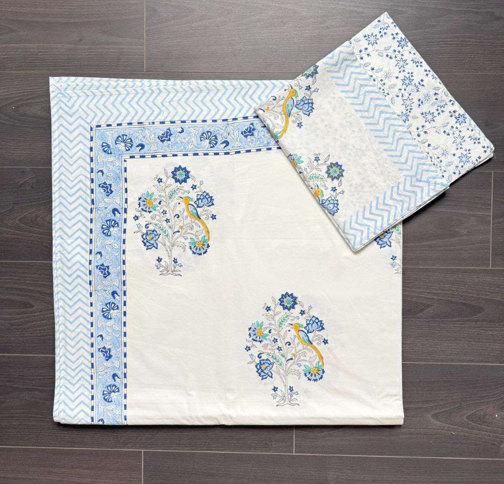 Flat Bed Sheet Set | King | Blue Parrot