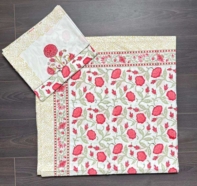 Flat Bed Sheet Set | King | Coral Floral