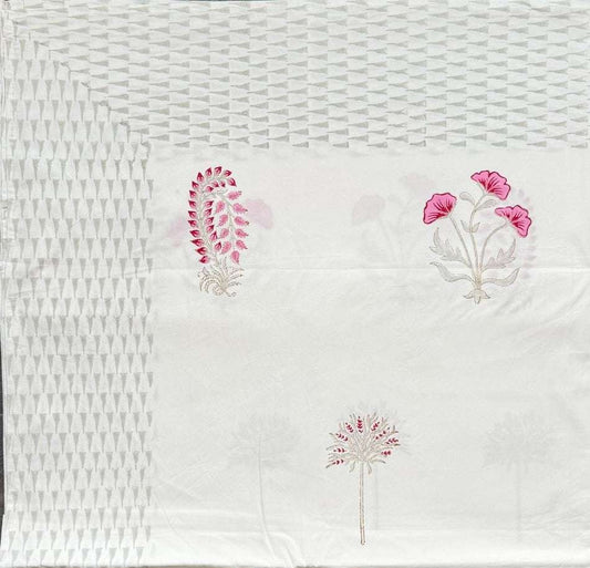 Flat Bed Sheet Set | King | Grey Pink Floral