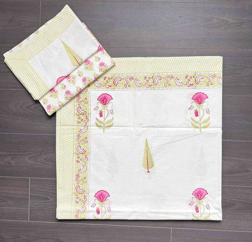 Flat Bed Sheet Set | King | Lime Floral