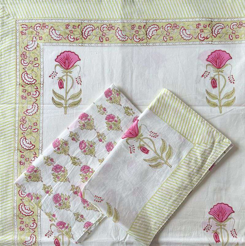 Flat Bed Sheet Set | King | Lime Floral