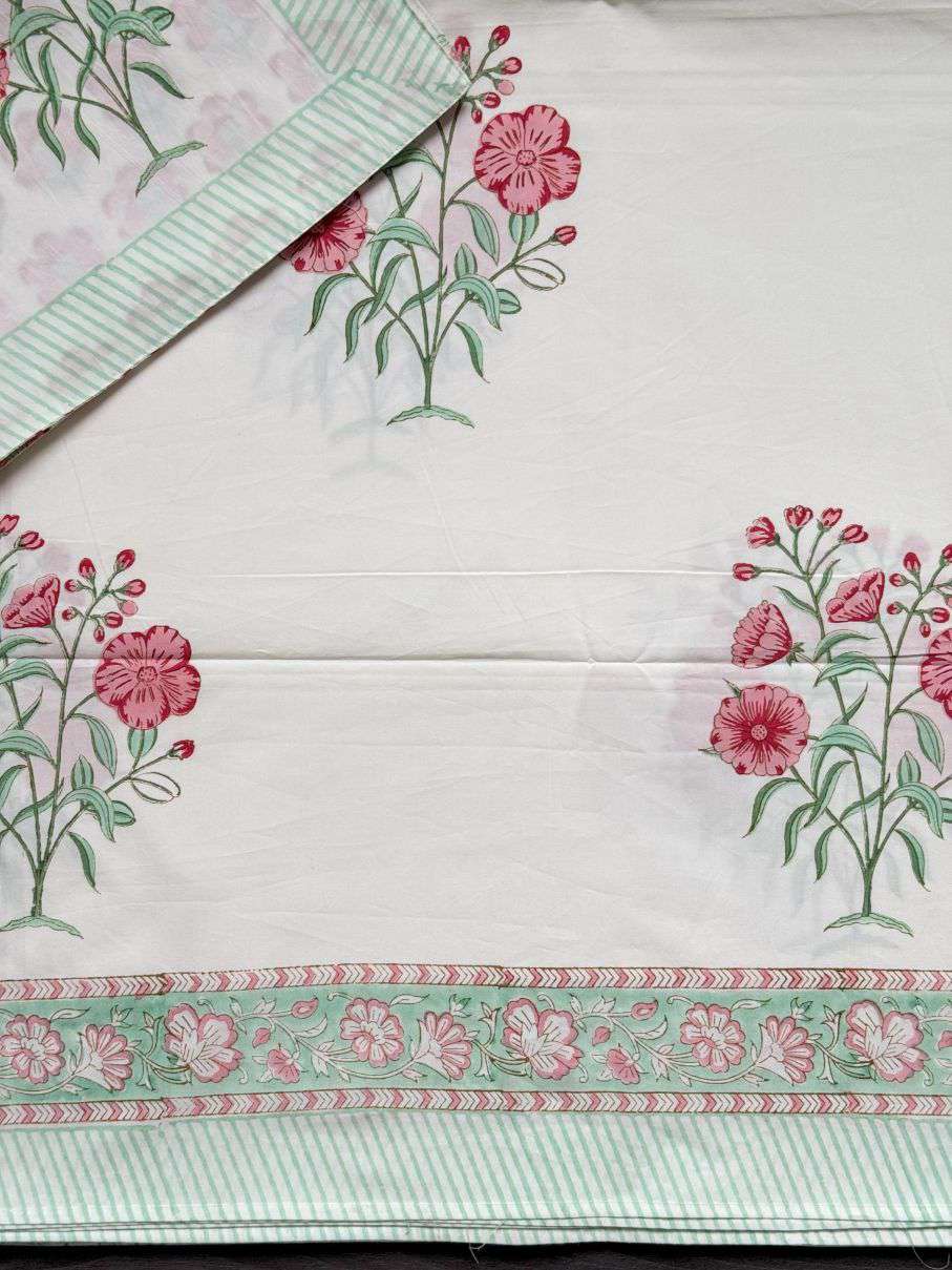 Flat Bed Sheet Set | King | Peach Floral