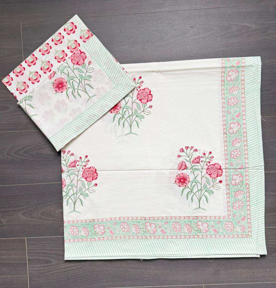 Flat Bed Sheet Set | King | Peach Floral