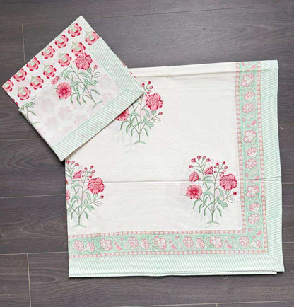 Flat Bed Sheet Set | King | Peach Floral