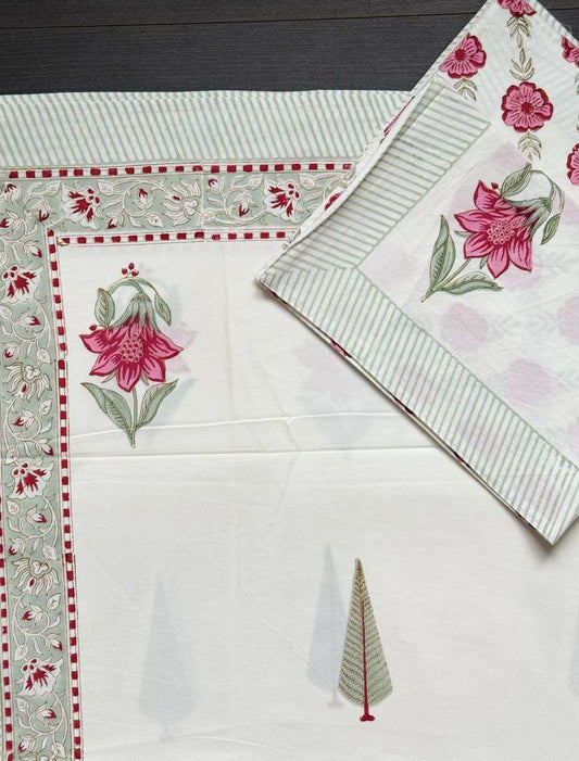Flat Bed Sheet Set | King | Pink Floral