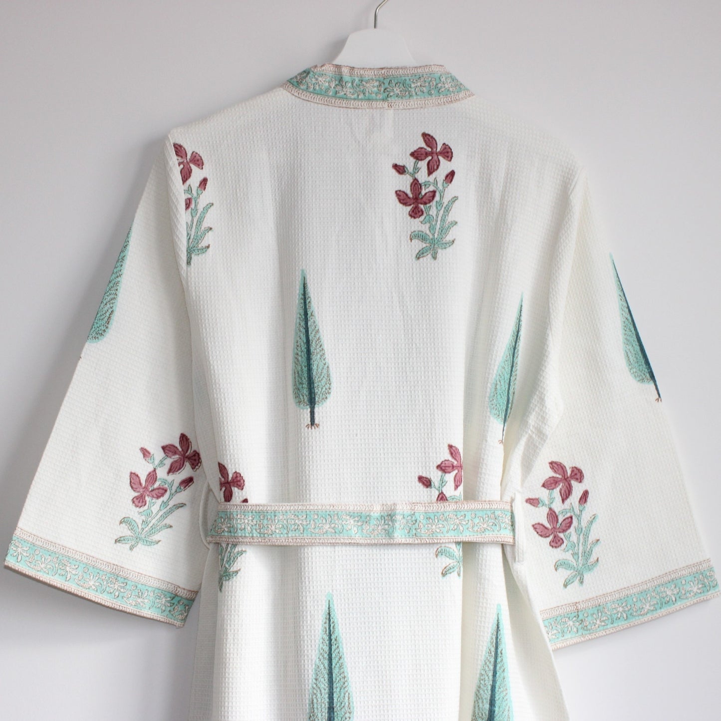 Hand Printed Bathrobe | Garden Turq