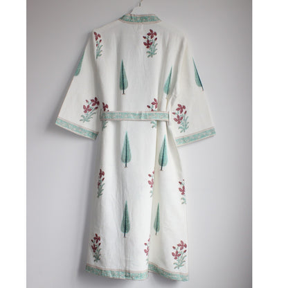 Hand Printed Bathrobe | Garden Turq