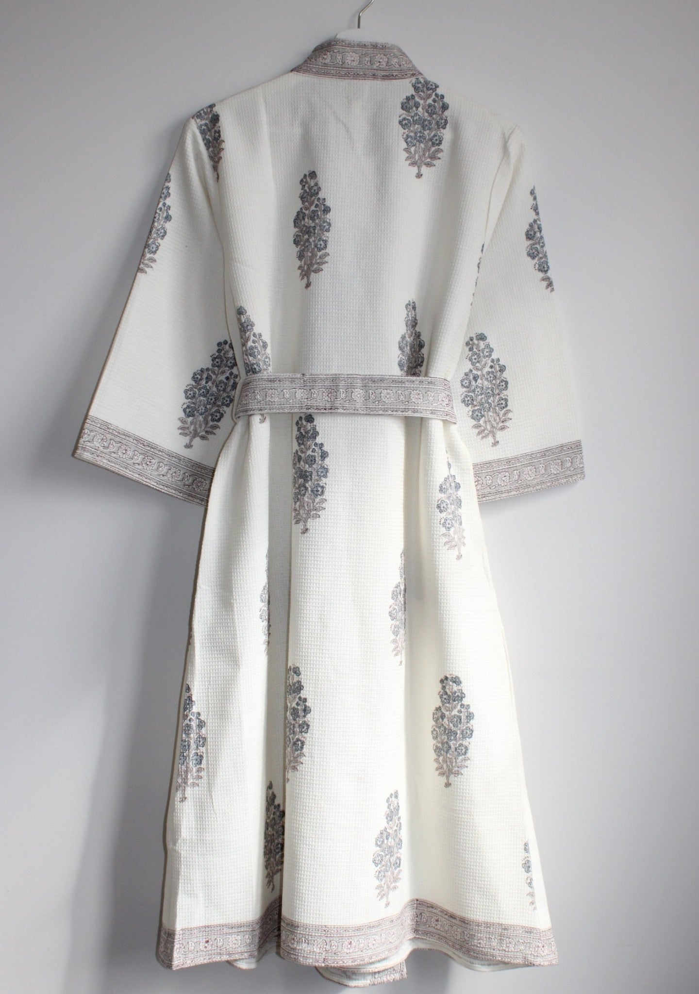 Hand Printed Bathrobe | Grey Block