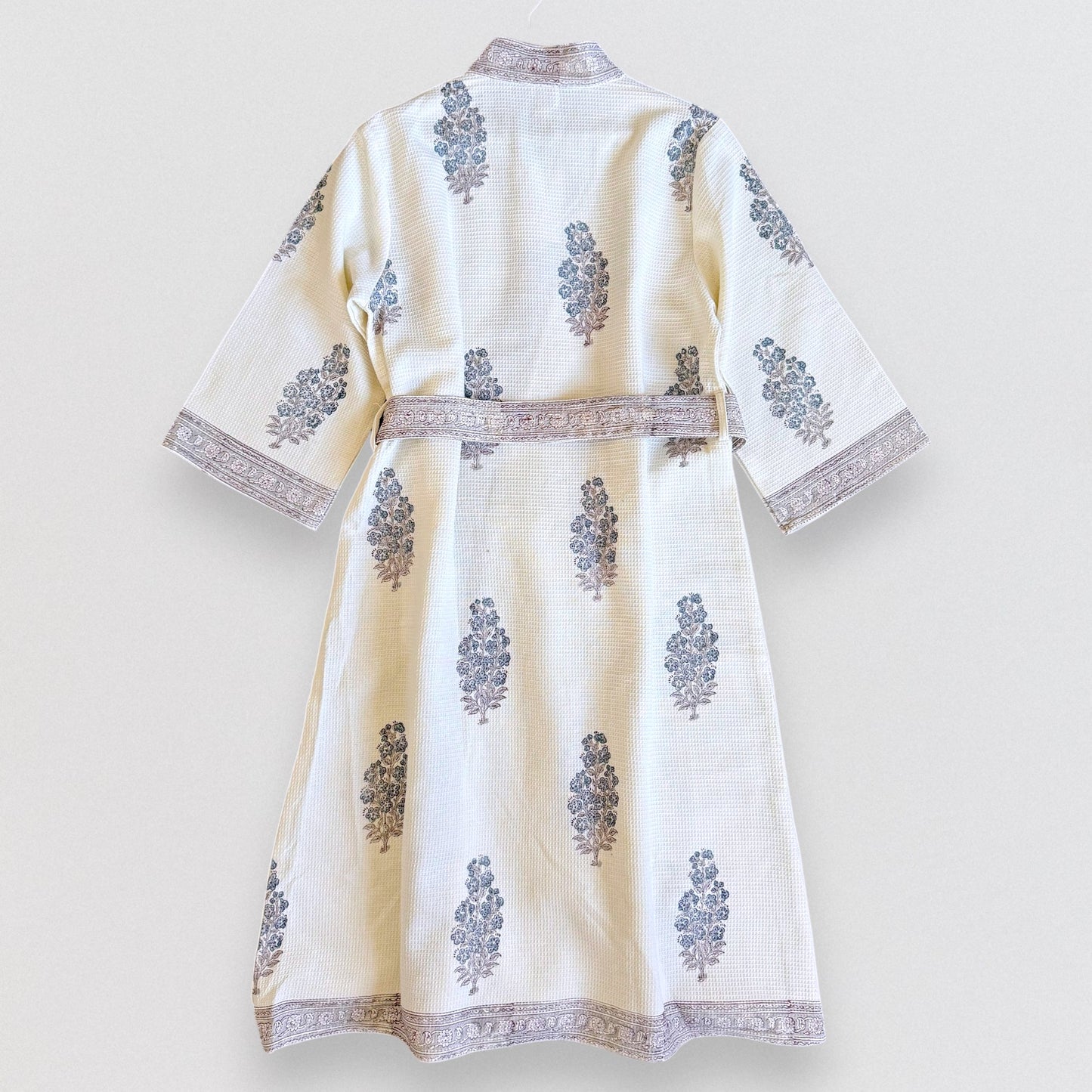 Hand Printed Bathrobe | Grey Block