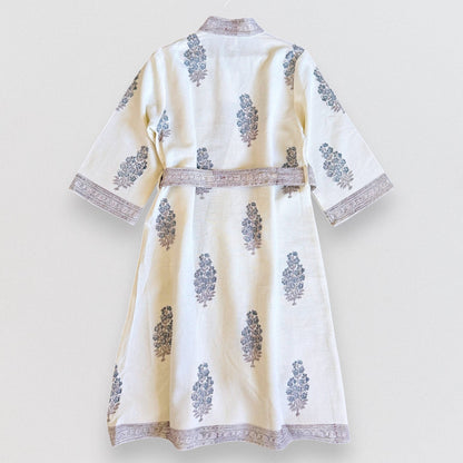 Hand Printed Bathrobe | Grey Block