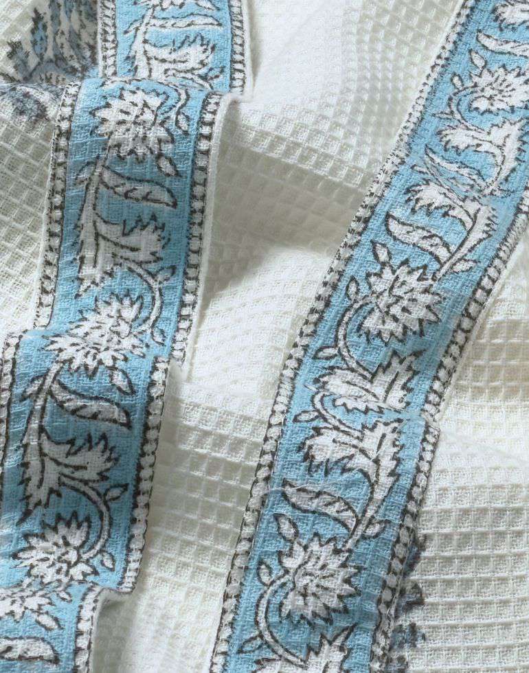 Hand Printed Bathrobe | Blue Paisley