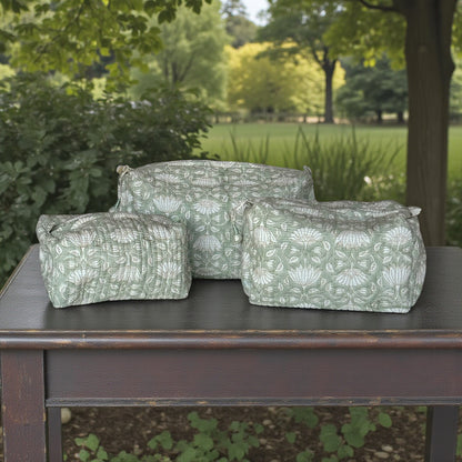 Set of 3 Pouches | Mint Floral