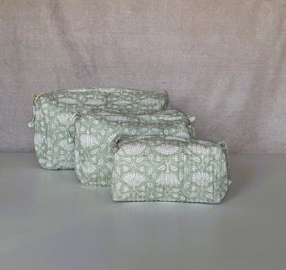 Set of 3 Pouches | Mint Floral